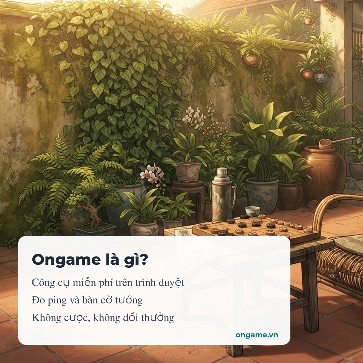 Ongame là website công cụ miễn phí: đo ping và bàn cờ tướng chơi với máy